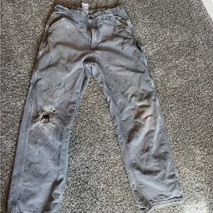 Worn in flannel lined Carhartt pants
